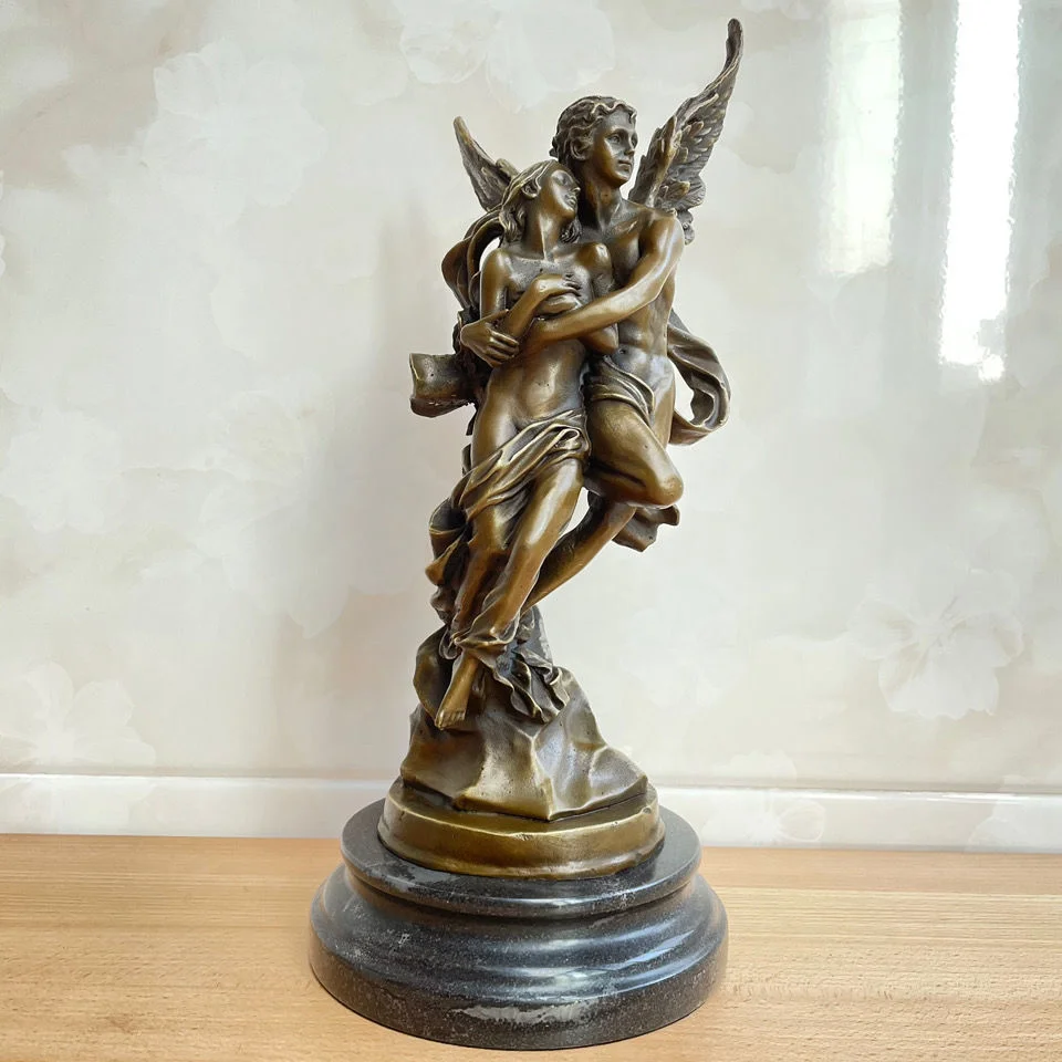Statue De Cupidon Et Psyche En Bronze 35cm Sculpture D Amour De Couple Antique Grec Dieu Art Ornement Cadeau D Anniversaire Statues Et Sculptures Aliexpress