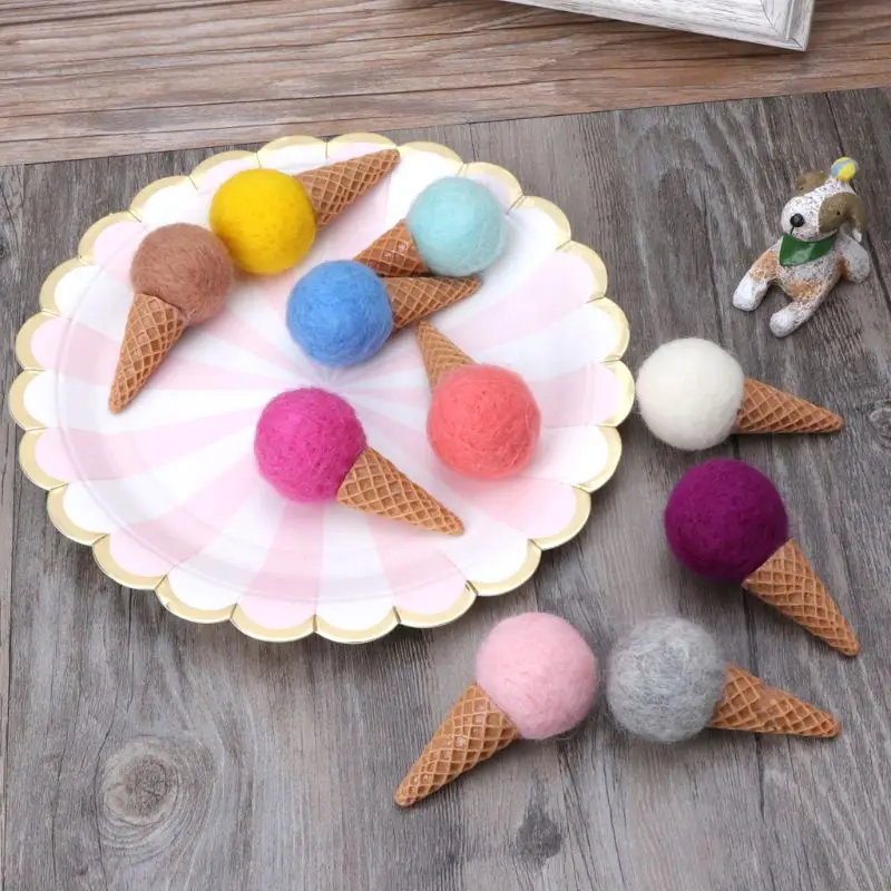 Newborn Felt Ice Cream Props Tiny Baby Girl Boy Photo Shoot Handmade Felt Photography Props Accessories new baby souvenirs	