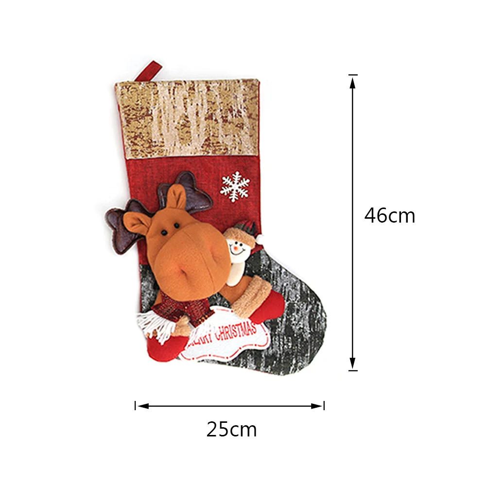 Santa Claus Sock Gift Christmas Stockings Hanging Ornaments Gift Holders Kids Candy Bag Xmas Christmas Tree Decorations - Цвет: 1PC R large
