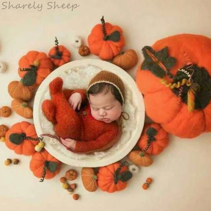 Newborn Photography Halloween Pumpkin Background Wool Blanket Set Infant Baby Photo Shoot Basket Backdrops Fotoshooting Prop Receiving Blankets Aliexpress
