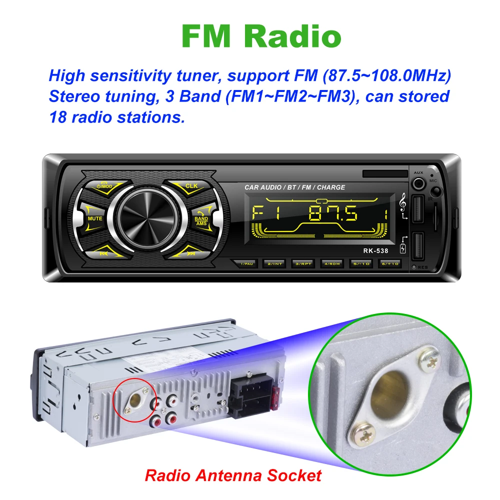 Заводская Горячая 1 Din автомагнитола FM DC 12V Фиксированная панель автомобильный аудио mp3-плеер Bluetooth два USB зарядное устройство SD AUX SWC пульт дистанционного управления