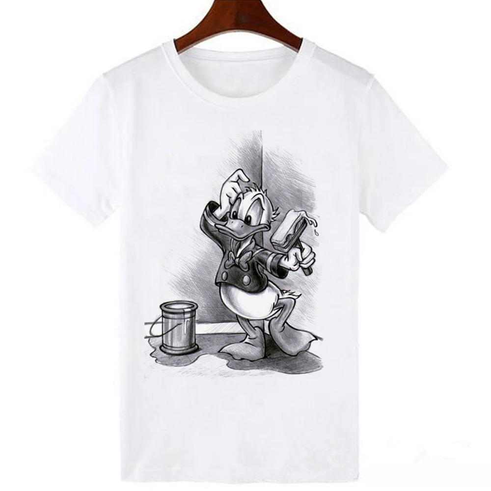 LUCKYROLL Милая футболка с принтом Дональда Дака из мультфильма женская летняя повседневная футболка с коротким рукавом и круглым вырезом Женская белая футболка