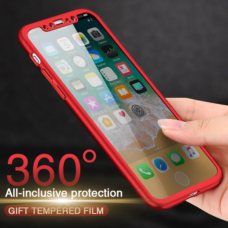 

360 Degree Full Coverage Anti-fall Cases On The For iphone X XS XR XS MAX Cover On iphone X XS MAX XR 6 7 8 Plus Case With Glass