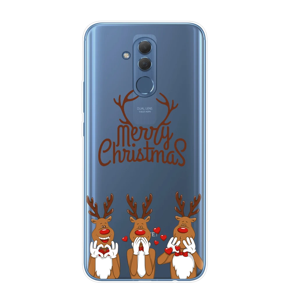 Веселый Чехол для телефона с рождественским рисунком для Huawei Mate 10 20 30 Lite рro Y5 Y6 Prime Y9 милые Санта Клаус Лось мягкие чехлы из термополиуретана чехлы