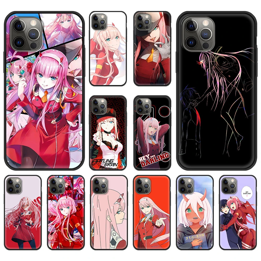 Zero Two Darling In The Franxx Anime Luxury Phone Case For iPhone 13 12 11 Pro MAX XR X SE XS 7 8 Plus Soft Black Cover Fundas iphone xr case with card holder