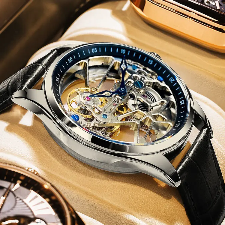 Mechanical Watch Hollow out Tourbillon Automatic MAN WATCH Limited Edition Mechanical Watches Fashion Belt and Steel Band