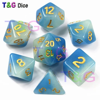 

Polyhedral Dice Set, Blue Color 7 Pc/set D4 D6 D8 D10 D10% D12 D20 with Free Bag for Dungeons and Dragons,.