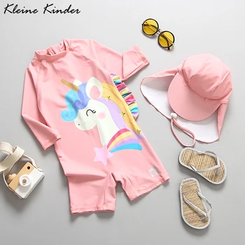 

Swimwear Baby Girl Long Sleeve Swimsuit for Baby Anti UV Children's Bathing Suit 2020 Summer Unicorn Girls Swim Suit Beach Wear