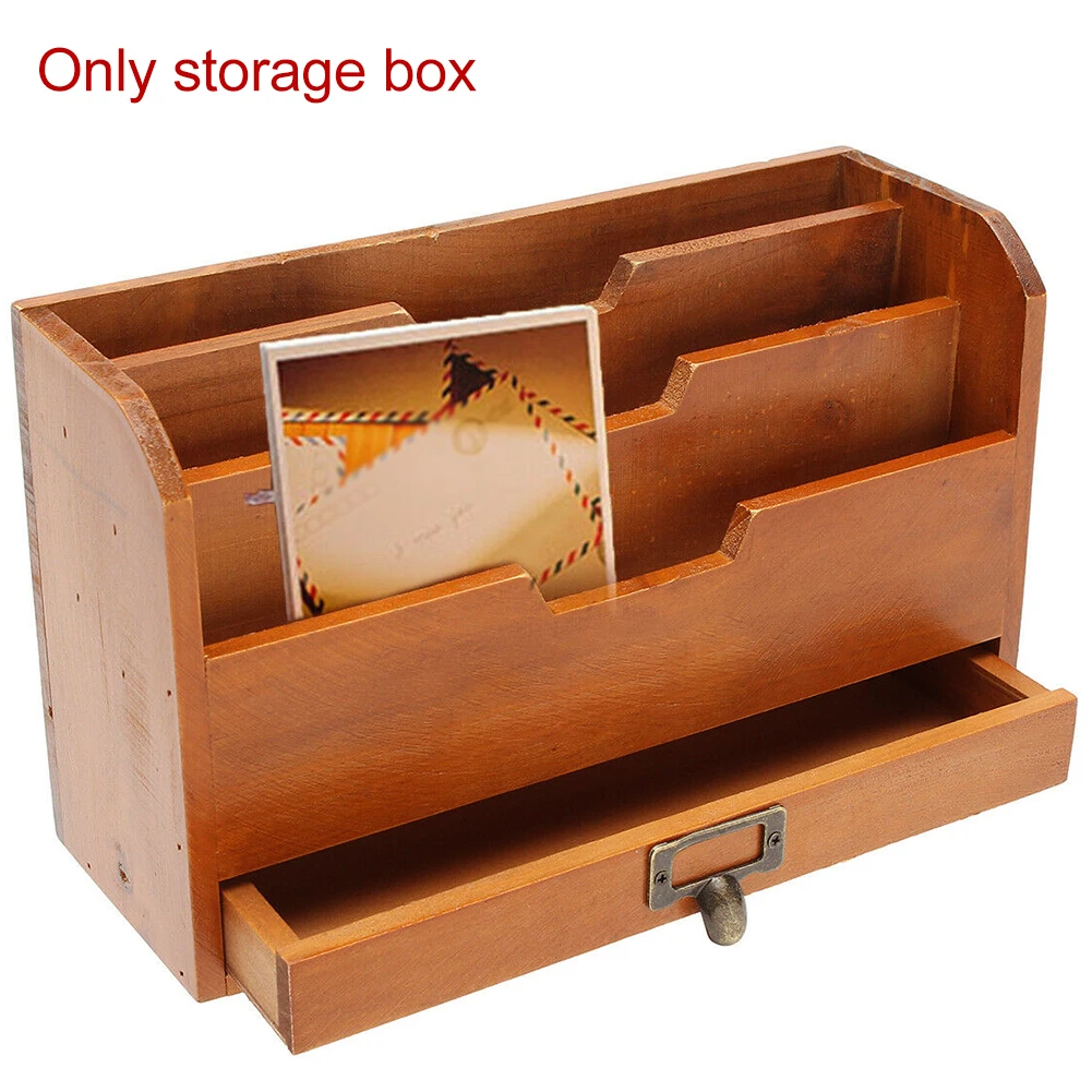 

Wooden Wall Desktop Document Letter Tray Organizer Sorter Desktop File Holder Rack for Home Office