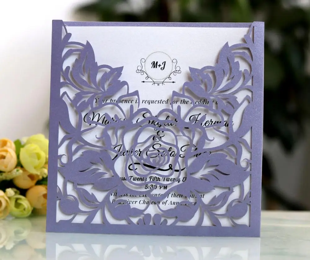  10pcs Laser Cut Hollow-out Wedding Invitation Card Wedding Engagement Greeting Cards White Invitati - 4.00028E+12