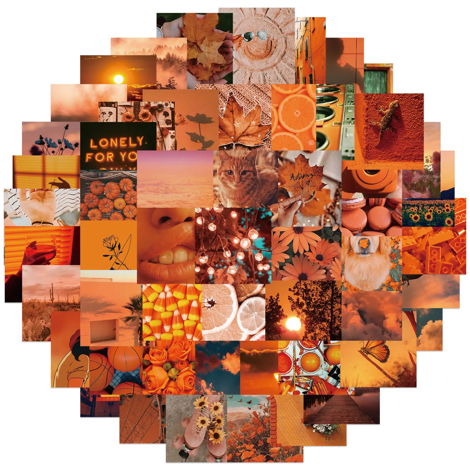10/56PCS Ins Orange Sunset Landscape Stickers Laptop Guitar Water Bottle DIY Waterproof Graffiti Aesthetic Stickers Decals