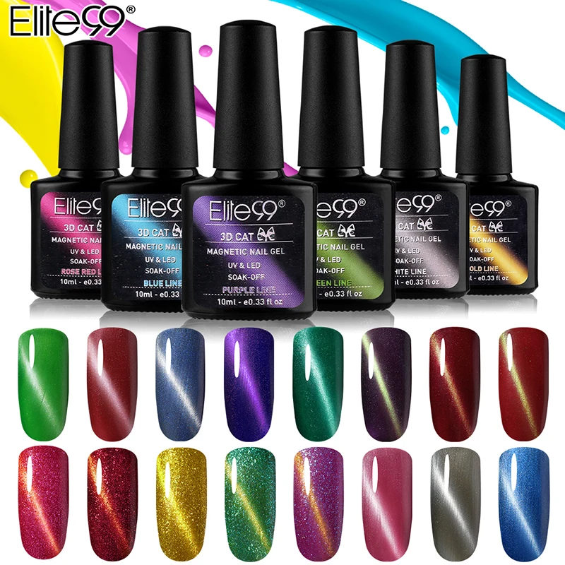 

Elite99 3D Glitter Magnetic Gel Magnet Cat Eye Laser Nails Gel Polish Soak Off UV LED Varnish Lacquer 10ml Nail Varnish Nail Art
