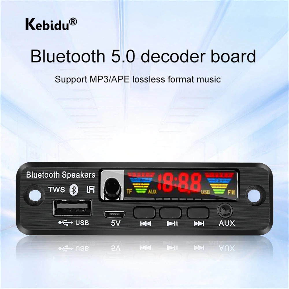 android mp3 player Handsfree 5V TWS Bluetooth 5.0 APE/MP3 Decoder Board Wireless FM Radio MP3 Player Support TF Card USB AUX Audio Decording Board mp3 player for youtube