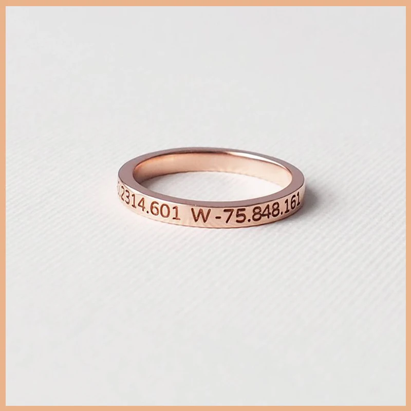 StrollGirl 925 пробы серебро пользовательские координаты, римские цифры, имя кольца для пары персонализированные ювелирные изделия Подарок на годовщину