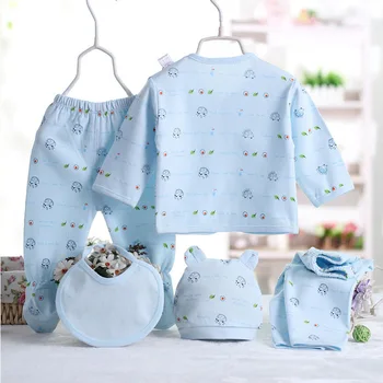 

5 Pieces Pajamas Sleeper Set Newborn Infant Unisex Baby Boy Girl Clothes Animal Print Underwear Shirt and Pants 0-3M