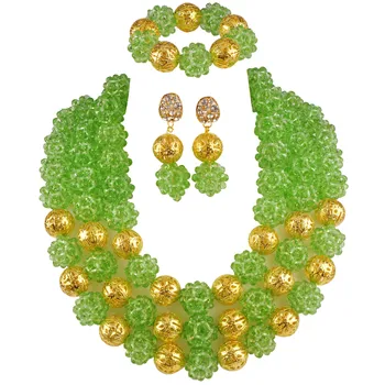 

Majalia Pale green African Jewelry Set Nigerian Beads Wedding Jewelry Sets 3qq-30