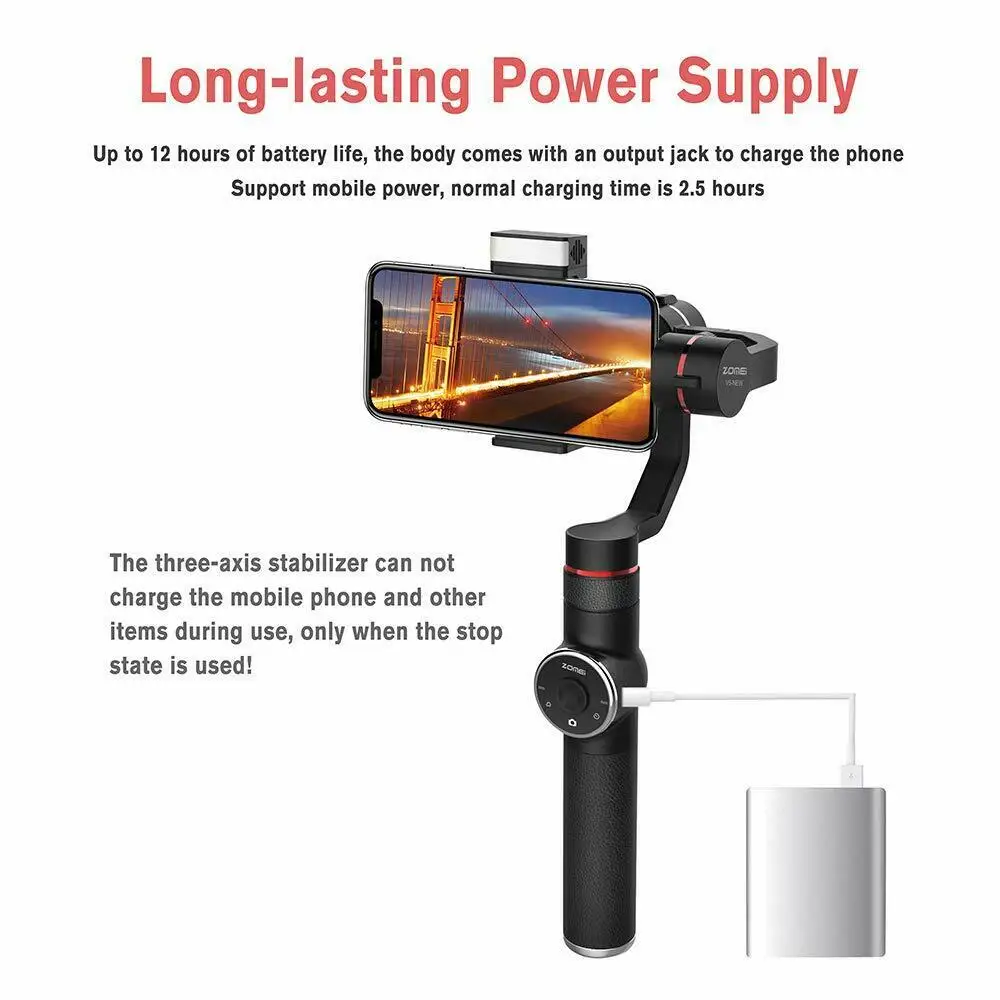  Zomei V5 New 3-Axis Handheld Gimbal Stabilizer Selfie Sticks for SmartPhone iPhone X 8 Plus 7 6 SE 