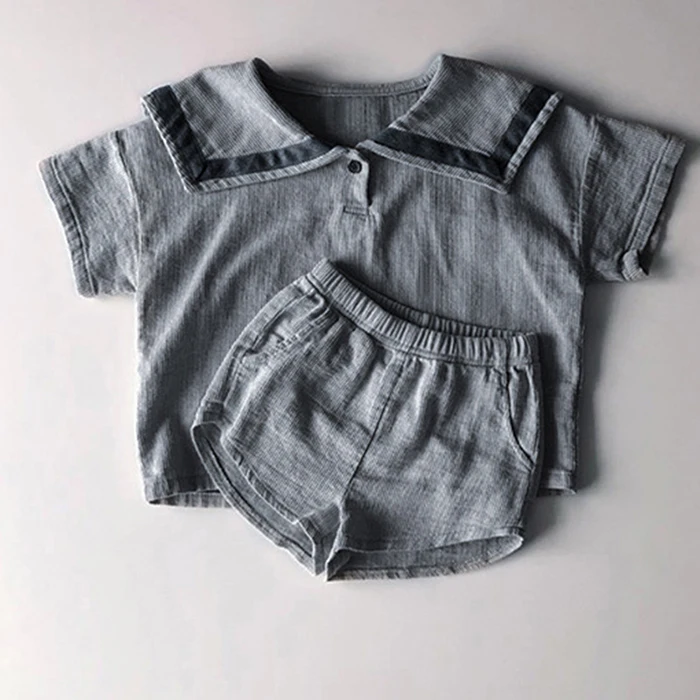 baby outfit matching set Summer Newborn Baby Girls Boys Clothing Set Korean Style Navy Collar Short Sleeve T-shirt+Shorts Set Kids Clothing Suit baby outfit matching set