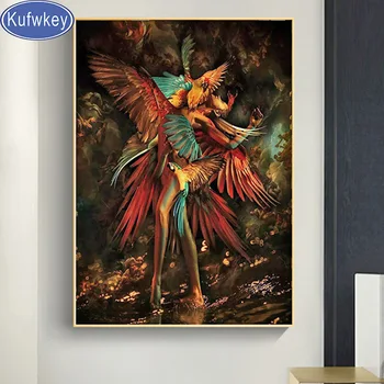 

parrot girl DIY diamond painting Dancing lady diamind painting box mosaic embroidery full square round drill home decor