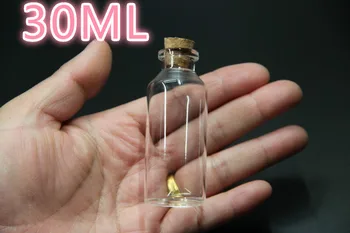 

100PCS 32*70mm 30ml Glass Bottles Jars Empty Glass Jars Container With Lid Cork Stoppers For DIY Craft Decoration - Transparent