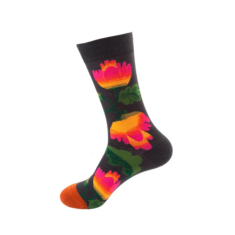 1 пара мужских носков цветные забавные носки из чесаного хлопка новинка года; сезон осень-зима; счастливые носки для бизнеса; повседневные носки; подарок на свадьбу - Цвет: 025