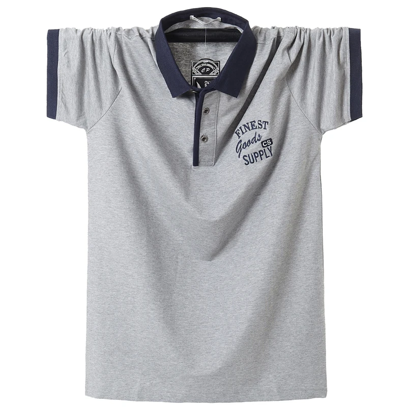 Мужская короткая рубашка-поло, приталенная, Camisa, повседневная, хлопковая, летняя, короткий рукав, рубашка, Homme, 5XL размера плюс, деловая, рабочая, топы, рубашка - Цвет: Серый