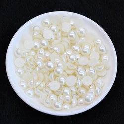 Elegant White Ivory Flatback Half Round Pearls for DIY Crafts and Jewelry Decoration (Pearl white)