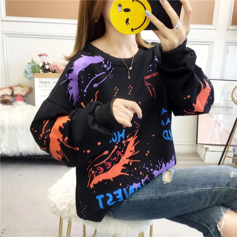 2020 Autumn Plus-size Long Sleeve O-Neck Women's Nursing T-Shirt Fashion Printed Black White Maternity Zip Fly Tops Tees | Мать и