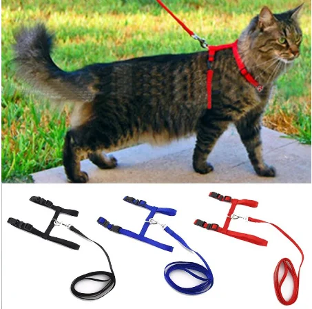 Arnés de nailon ajustable para Gato, correa de plomo, correa de seguridad para animales, arnés de tracción ajustable para perros