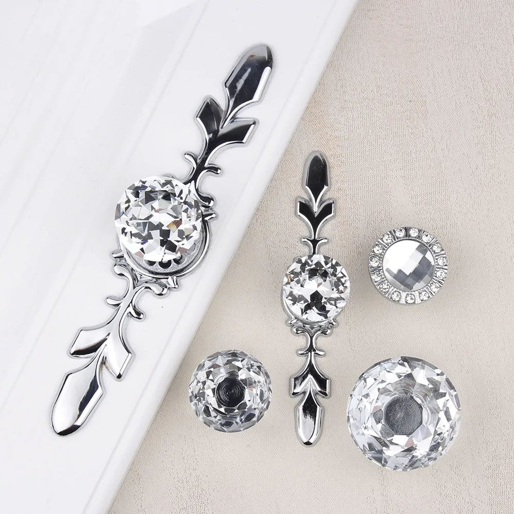

Hot Luxury Diamond Crystal Handles Shoebox Cabinet Handles Closet Door Drawer Knobs Wardrobe Pulls Pullers With Screws Hardware