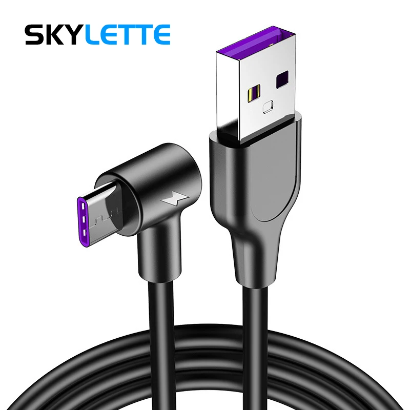 

USB Cable For Type-C Huawei Xiaomi Samsung Elbow 5A Fast Charging Cable Mobile Phone Data Cable 1M 1.5M 2M USB-C Cable
