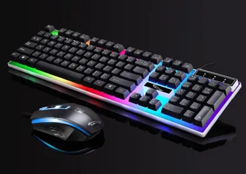 

G21 LED Rainbow Color Backlight Gaming Game USB Wired Keyboard Mouse Set Robotic Feel For PC Laptop Gamer Ergonomic Design