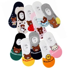 Мультяшный медведь милый чехол с животным узором Тапочки женские носки хлопок высокое качество корейский стиль нескользящие носки для женщин носки-башмачки