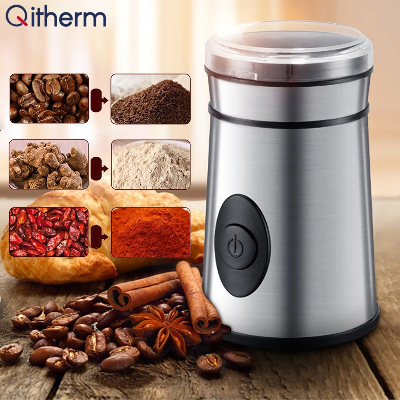 

220V Electric Coffee Grinder Mini Powerful Spice Nuts Seeds Coffee Bean Grind Machine Multifunctional Home Coffee Grinder