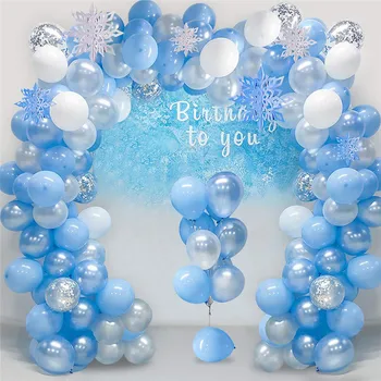 

129pcs Blue White Balloon Garland Arch Kit Wedding Party Decor Snow Printed Balloons Birthday Baby Shower Party Golobs Supplie