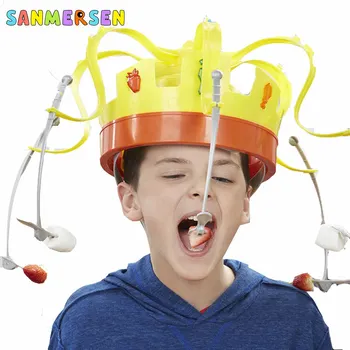 

Family Party Games Crown Funny Food Hat Trick Toy Chow Crown Tidy Eat The Food With Revolving Party for Kids Christmas Game