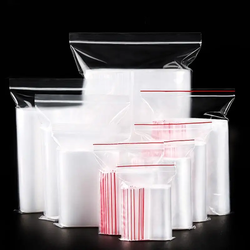100pcs Resealable Zip Lock Bags Self Seal Clear Plastic Poly Bag Food Storage Package Reclosable