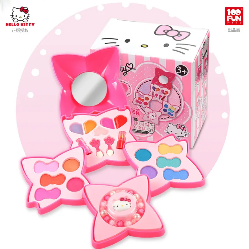 

Hello kitty Convenient Fashion mei zhuang he GIRL'S Makeup Toy Lip Gloss Eye Shadow Lipstick Makeup Play House Kt8539