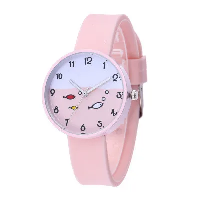 Детские Силиконовые кварцевые часы, известный бренд, новинка, детские часы для девочек и мальчиков, подарок, часы, модные милые Мультяшные часы с рыбкой - Цвет: D