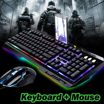 

Luminous wired mechanical keyboard game keyboard and mouse set color black