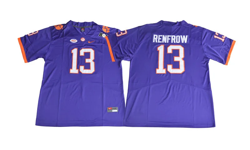 2 Мужские футболки Clemson Tigers Renfrow 13 красные - Цвет: 2