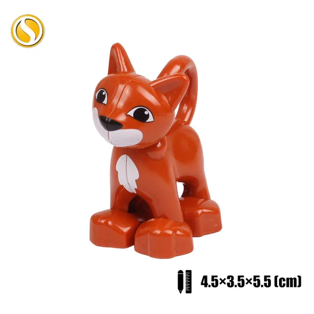 Original Big Size Assemble Building Blocks Accessory Toys For Children Compatible Big Size Animals Sets Zoo Bricks Baby Gifts Brown cat