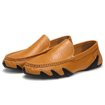 

Fashion Leather Shoes for Men New Slip on Loafers Plus Size 44Casual Driving Shoes Wide 2019 Business Shoes Sneaker Male