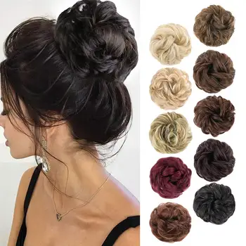 

Synthetic Flexible Hair Buns Curly Scrunchy Chignon Elastic Messy Wavy Scrunchies Wrap For Ponytail Extensions For Women
