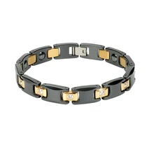 Роскошные черные керамические магнитные мужские браслеты для женщин, ювелирные изделия золотого цвета, титановые вольфрамовые браслеты с подвесками, кубические циркониевые камни