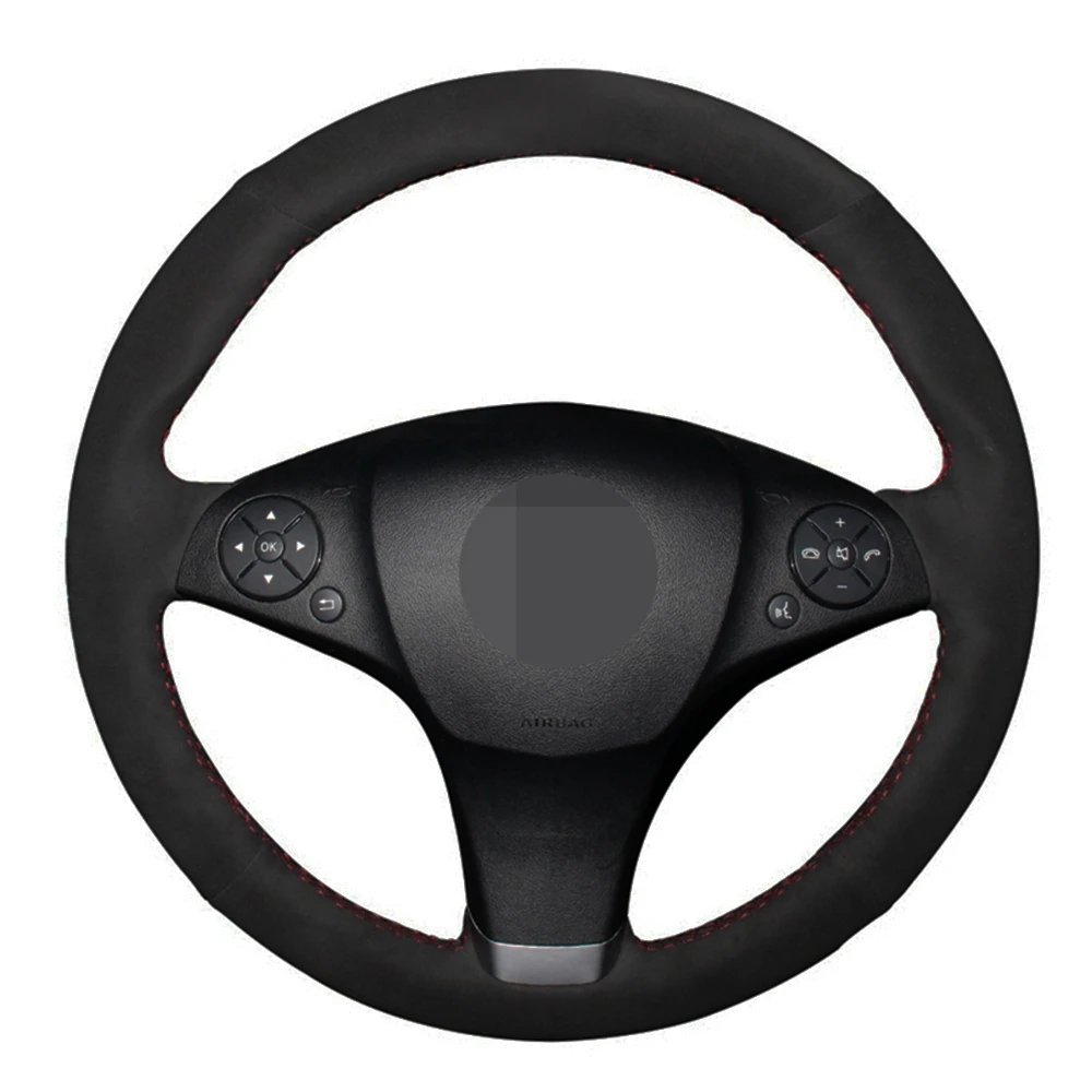 Car Steering Wheel Cover Handstitched Genuine Leather Suede For