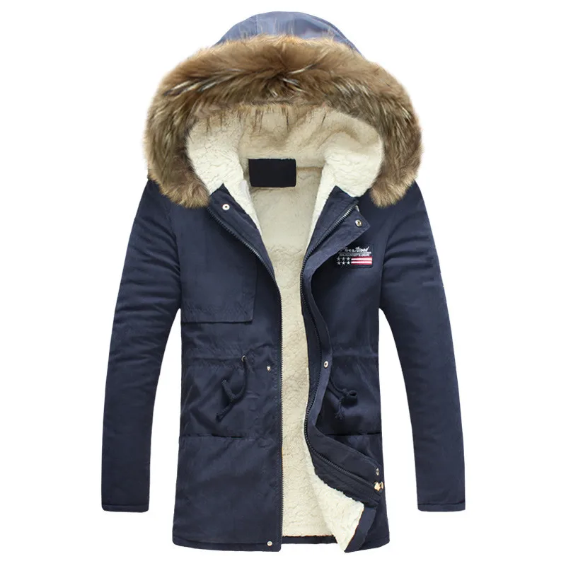 

New Winter 2019 Mens Pure Color Thick Warm Fashion Hooded Leisure Coat Jackets / Male Igh-quality Cotton Casual Coat Jackets