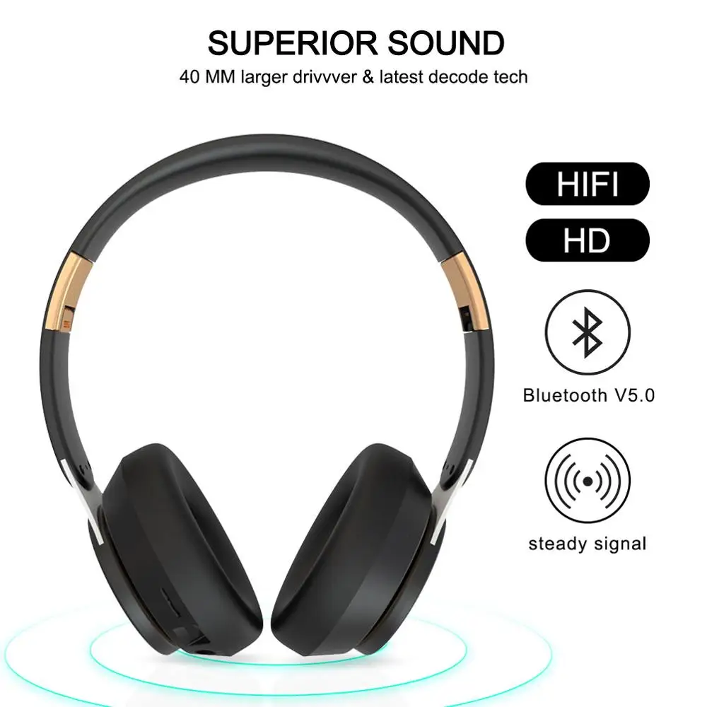 New Bluetooth Headset Stereo Subwoofer Wireless Sports Headset Folding Card Mobile Phone Computer Headset Bluetooth Headset