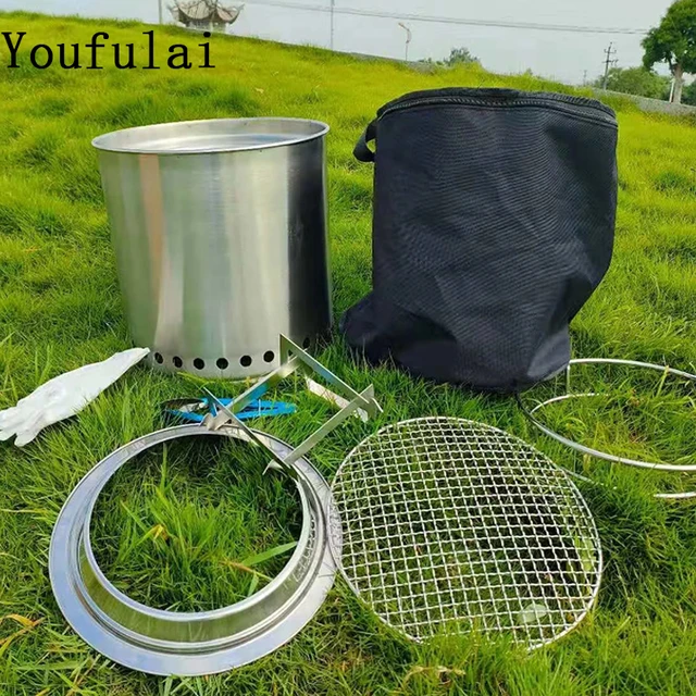 Yjj Korean 32.8cm New Extra Large Outdoor Wood Burning Camp Stove Barbecue  Stove Camping Wood