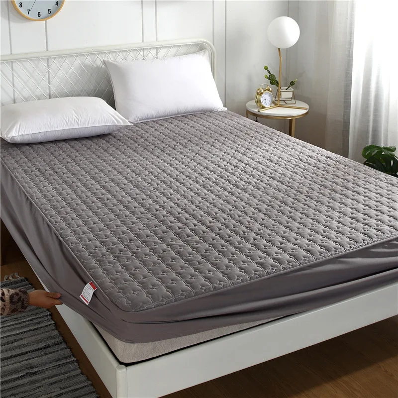 Thicken Quilted Mattress Cover King Queen Quilted Bed Fitted Bed Sheet Anti-Bacteria Mattress Topper Air-Permeable Bed Cover